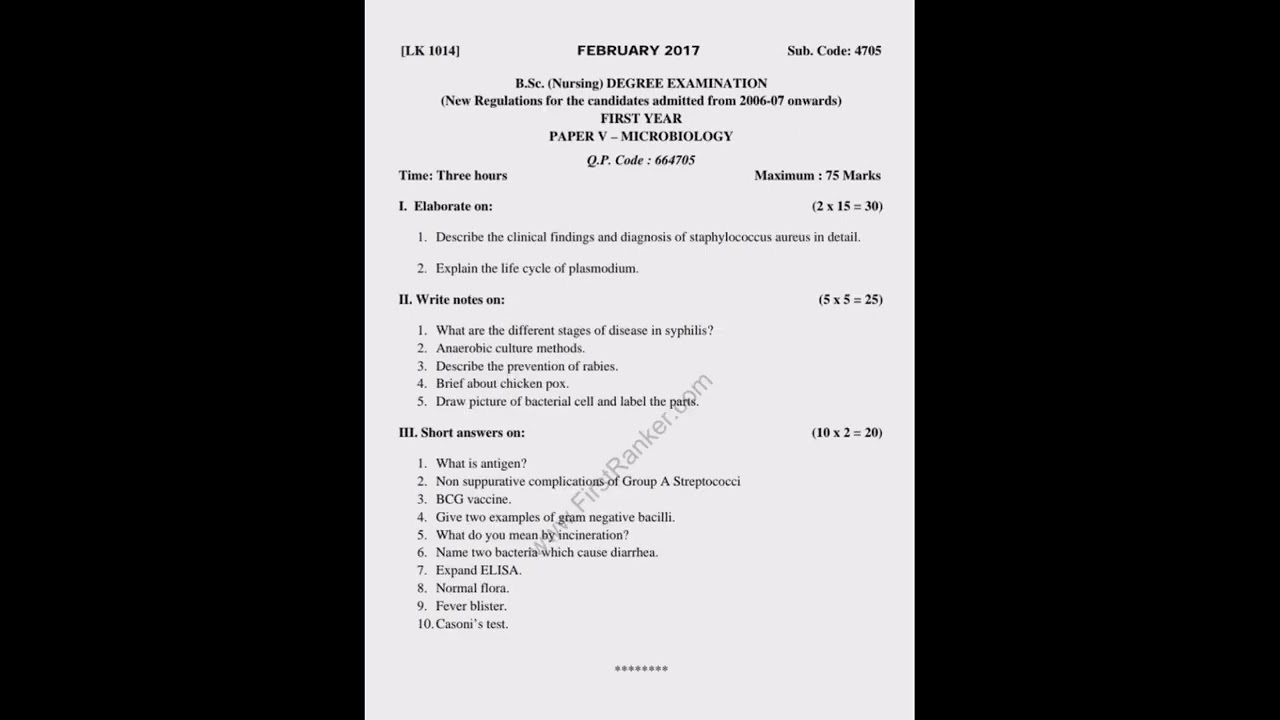 Microbiology sample papers