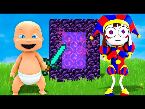 Digital Circus: Gara Baby and Pomni in Minecraft