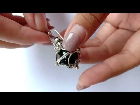 Sterling Silver, Garnet Gemstone, Black Chime Ball, Harmony Ball Pendant HB 490