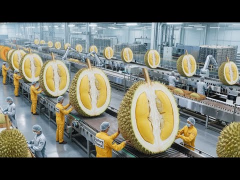 SHOCKING! Inside the Giant Durian Factory – How Spiky Durian Becomes Soft Bread (Full Process)