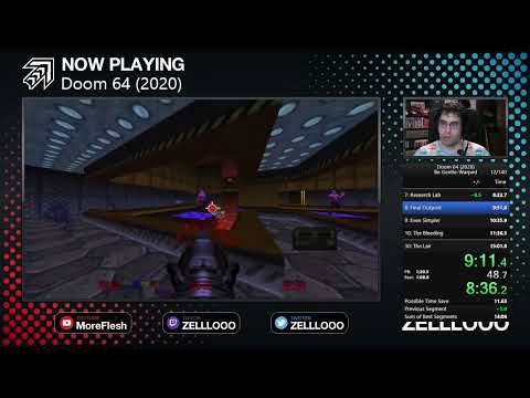 Doom 64 (2020) Speedrun - Be Gentle-Warped (14:53 RTA / 13:32 no loads) - Stream version