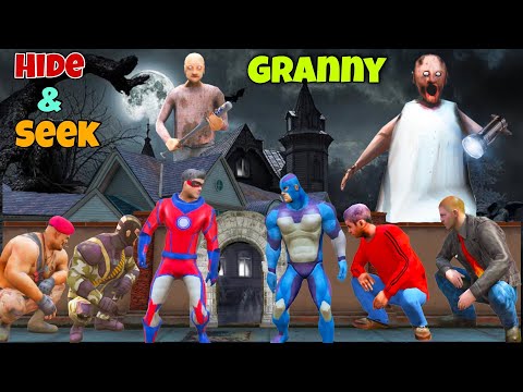Hide And Seek With Rope Hero Team Vs Granny In Horror House | Rope Hero Vice Town | Black Spider 2.0