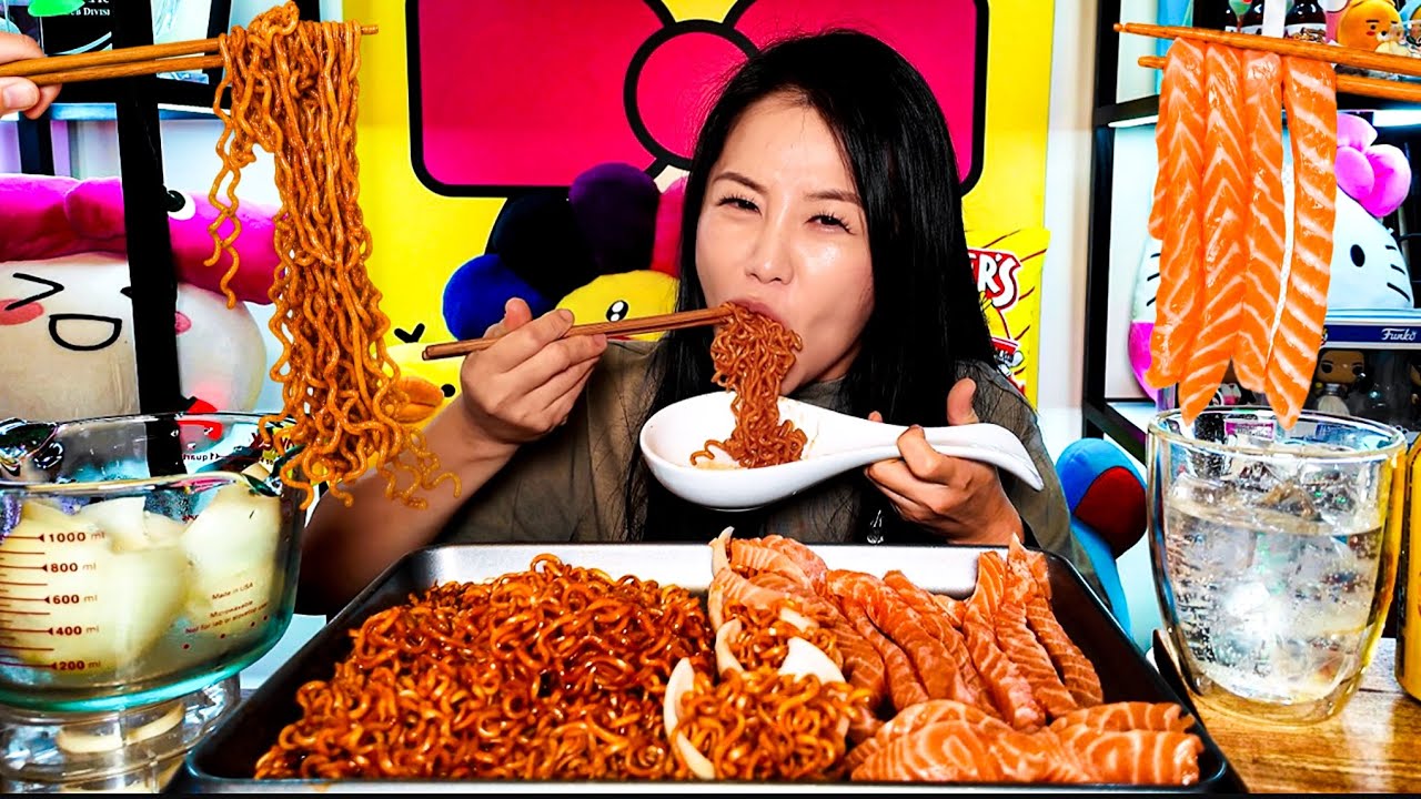 Why I Quit Mukbang l Buldak Noodles + Salmon Noodles + Buldak Salmon Onion Cup l Eating Show