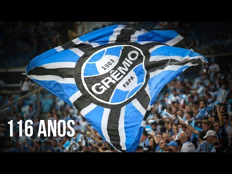 "PARABÃ‰NS, GRÃŠMIO! 116 ANOS DE GLÓRIA." Barra: Geral do Grêmio &bull; Club: Grêmio