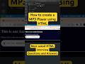 How to create a MP3 audio player using HTML #shorts #html #htmltutorial #coding #htmlcss
