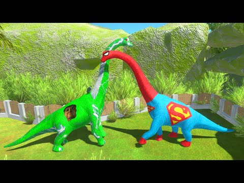 NEW OBUNMA vs ALL SUPERMAN BRACHIOSAURUS BATTLE DEATH RUN - Animal Revolt Battle Simulator