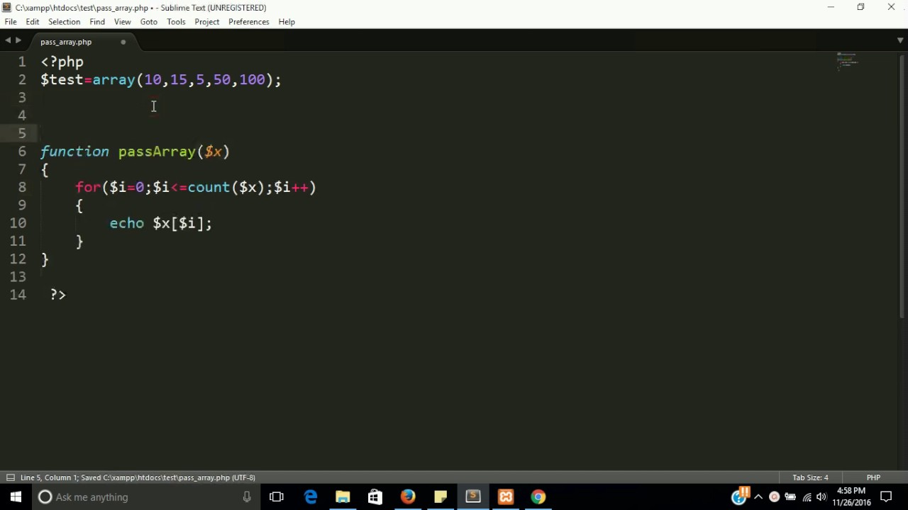 how to pass an array in function  php | Learn php