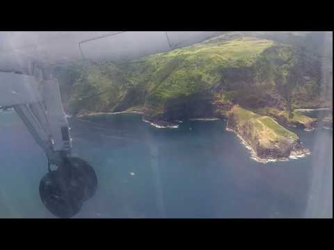 Landing approach to Flores Island, Azores