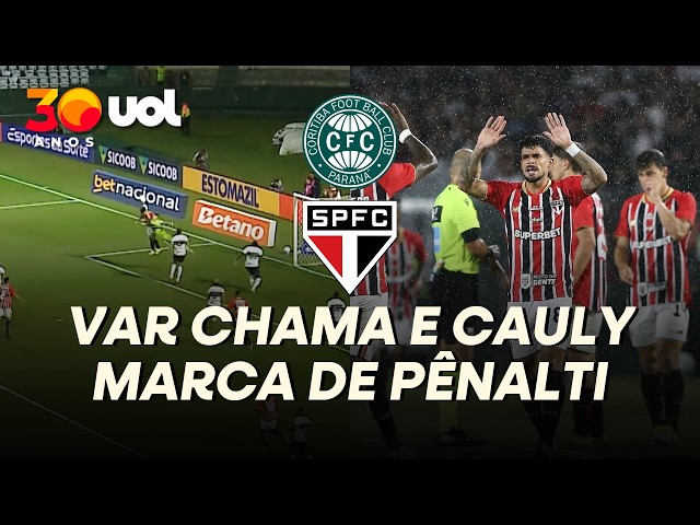 Cauly marca, São Paulo bate o Coritiba e divide liderança com o Palmeiras