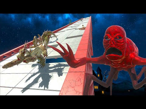 Falling from a high mountain of units and fighting a red monster!