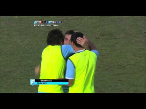Gol de Visser. Los Andes 2 - Unión 3. Fecha 13. Primera B Nacional 2015. FPT.