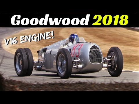 Auto Union Type C (1936) - CRAZY V16 Engine Warm-up & Action - 2018 Goodwood Festival of Speed