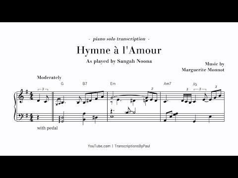 Hymne à l'Amour (Edith Piaf) - Sheet music transcription