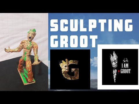 sculpting groot/how to sculpture with polymer clay ....