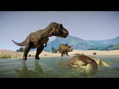 T REX Vs Acrocanthosaurus Breakout & Fight - Jurassic World Evolution Dinosaurs Fighting