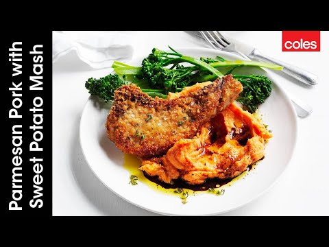 Parmesan Pork with Sweet Potato Mash