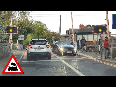 Driving Through Sydney Parade and Merrion Gates Level Crossings in Dublin, Ireland