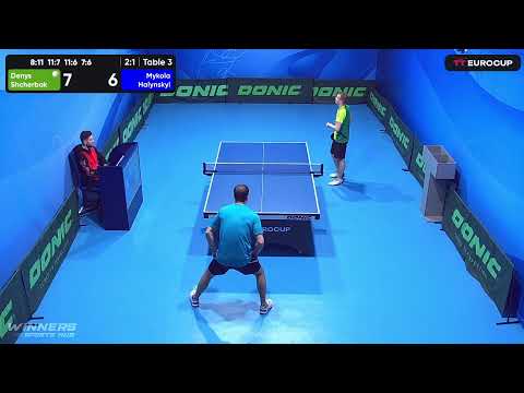 13:15 Denys Shcherbak 3 - 1 Mykola Halynskyi 08.05.2023 TT Euro.Cup Ukraine Star. Table 3