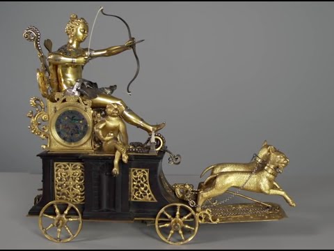 Relógio autômato em forma de Diana em sua carruagem
