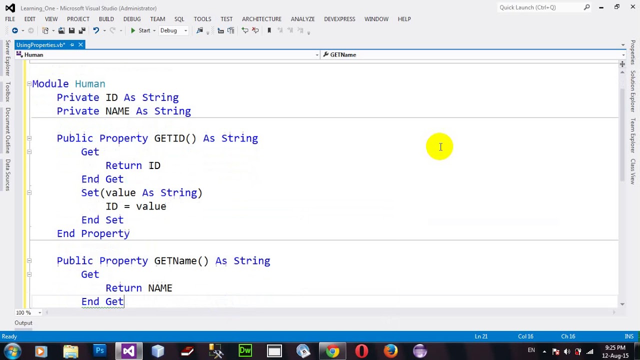 Using Properties Create Get Set in VB 2012