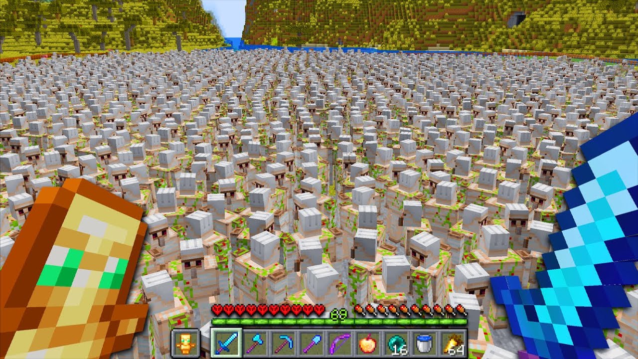 500 IRON GOLEMS vs MAX LEVEL RAID in Hardcore Minecraft!