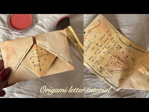 Origami love letter tutorial 🤎// vintage handwritten letter using A4 sheet and coffee🥀☕️diy envelope