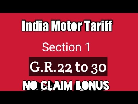 No Claim Bonus India Motor Tariff G R 22 to 30