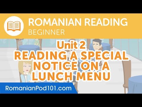 Romanian Beginner Reading Practice - Reading a Special Notice on a Lunch Menu