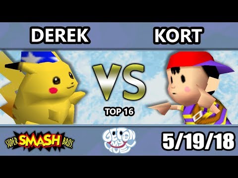 GOML 2018 - derek (Pikachu) Vs. Kort (Ness, Link) SSB64 Top 16