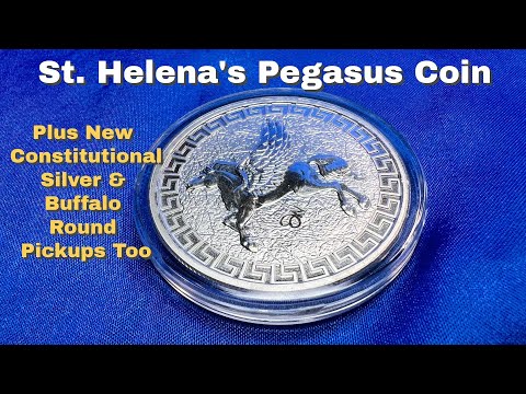 St  Helena Pegasus Coin and Other Silver