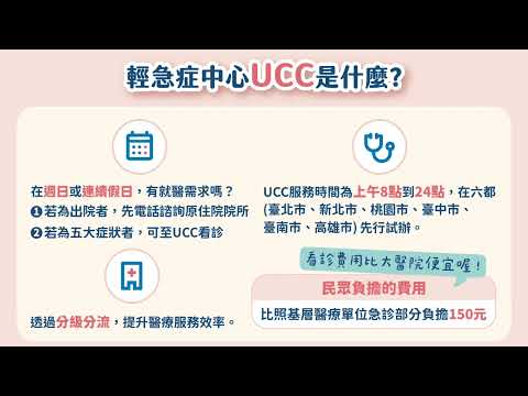 週日及國定假日輕急症中心UCC