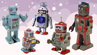 Boxy Robot Tin Toys Army Collection! Classic Boxy Retro Wind-up Tin Toy Robots