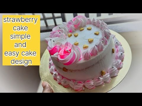 strawberry cake easy and simple design! How to make strawberry cake!@nimitkihomemaderecipi8002