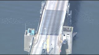 Driver Forced To Gun Engine And Jump Rising Drawbridge