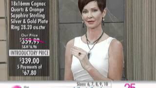 Dallas Prince Cognac Quartz Sterling Silver & Gold Plate Pinacle Ring at The Shopping Channel 616...