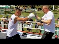 TIM TSZYU WORKOUT - FIRES OFF COMBINATIONS & HOOKS DURING TRAINING SESSION FOR JEFF HORN