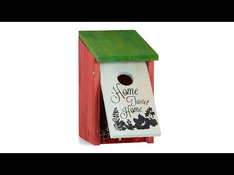 Nichoir à oiseaux HOME SWEET HOME Vert - Rouge - Blanc - Bois manufacturé - Métal - 12 x 22 x 16 cm
