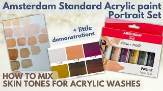 Acrylic paint in coloring books - Amsterdam Portrait set - how to mix skin tones for acrylic washes