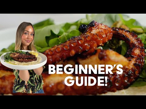 HOW TO MAKE GRILLED OCTOPUS for beginners! Clean/Butcher/Boil/ Season and Grill