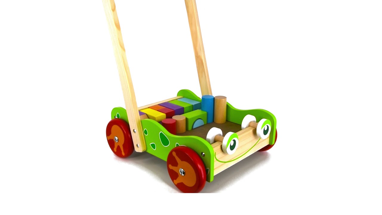 Baby Wooden Walker and Building Bricks Set
