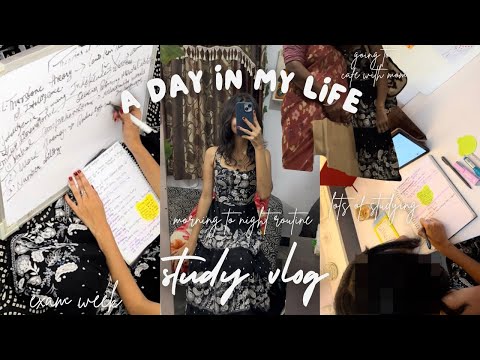 A productive day during exam week🧡| studying 📑, food🍛, cafe dinner date with mom🌸, morning routine🌤️
