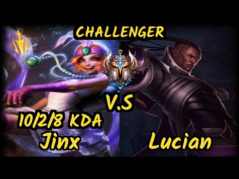 SPY Kobbe (JINX) vs LUCIAN - 10/2/8 KDA BOTTOM ADC CHALLENGER GAMEPLAY - EUW