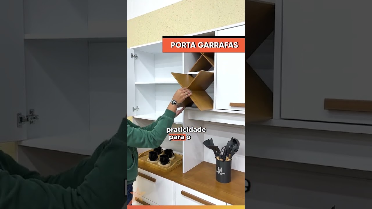 Armário de Cozinha Completa com Adega 6 Portas 3 Gavetas Milão Zanzini
