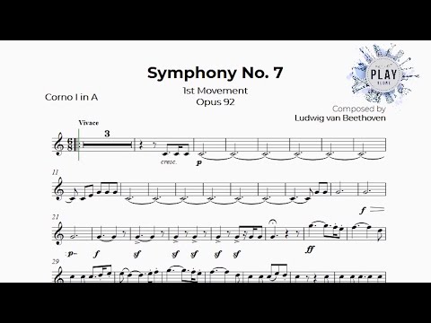 Play-Along for HORN: Beethoven's 7th SYMPHONY (1st Mov.)😍🔝📲 No metronome & dif.tempos (description)