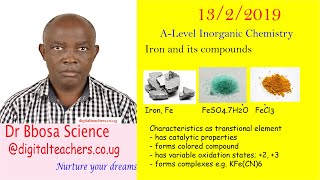 Transition elements Iron By Dr Bbosa Science