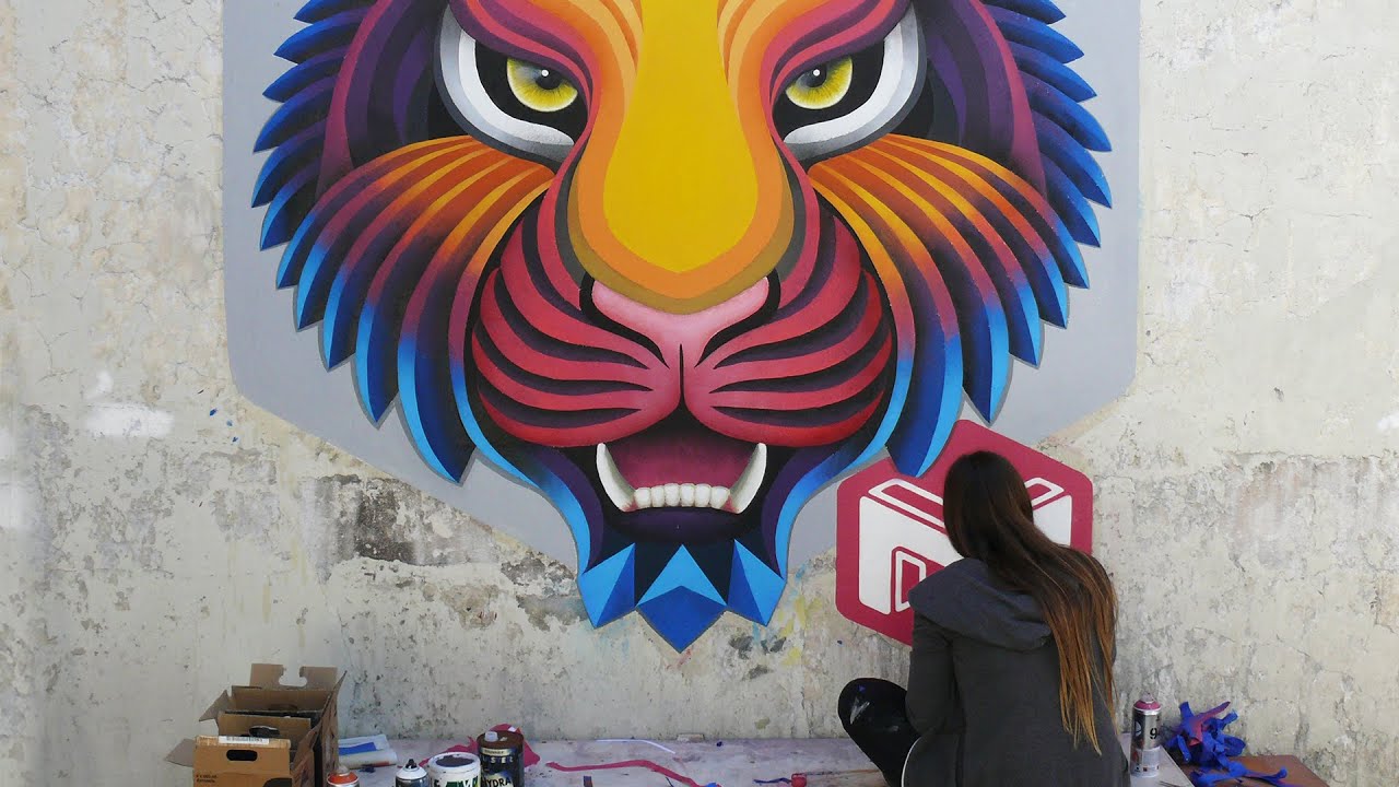 graffiti street art 3d mural tiger by