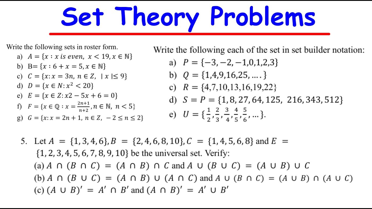 Set Theory Tutorial Sheet Questions | Step By Step Solutions