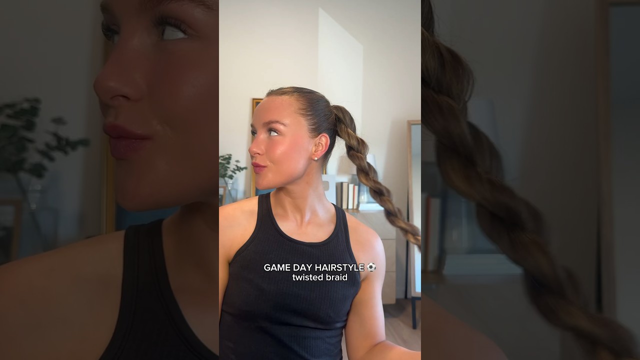 Twist braid game day hairstyle ⚽️ #soccergirl #femaleathlete #hairtutorial