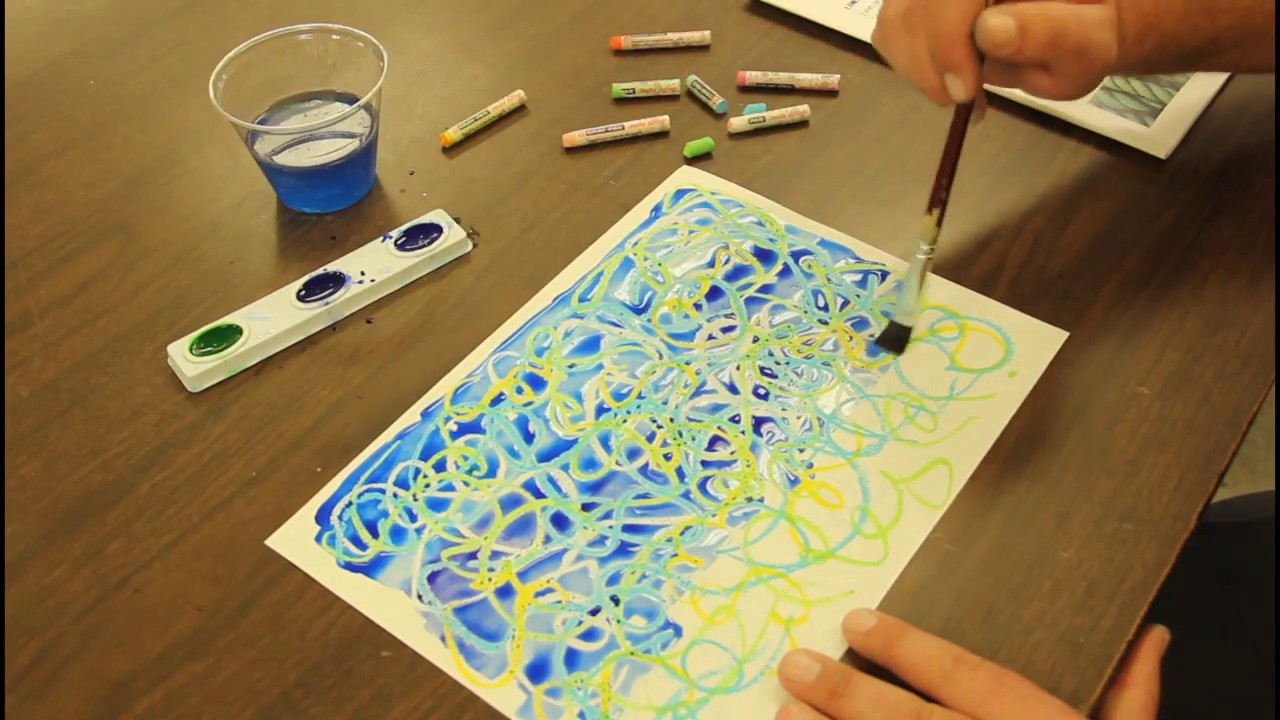 Basic watercolor & oil pastel resist technique