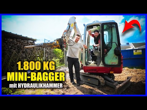 MINI-BAGGER mit HYDRAULIKHAMMER vs. FUNDAMENT - Tommy Berk fährt Bagger! | Home Build Solution